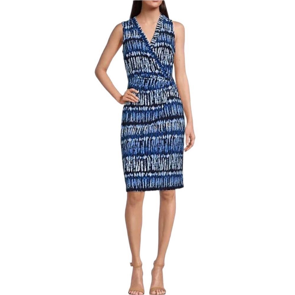 Tommy Hilfiger Tie Dye Surplice V-Neck Sleeveless Faux Wrap Dress Size: 12